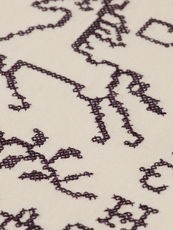 Cross-Stitched Front Artwork Loose-Fit T-Shirt