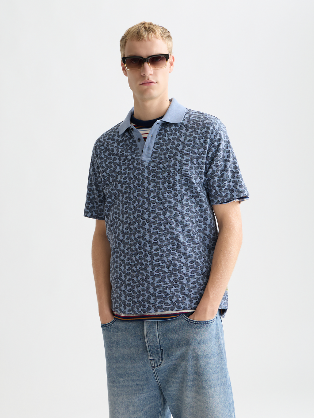 Printed Structured Relaxedfit Polo