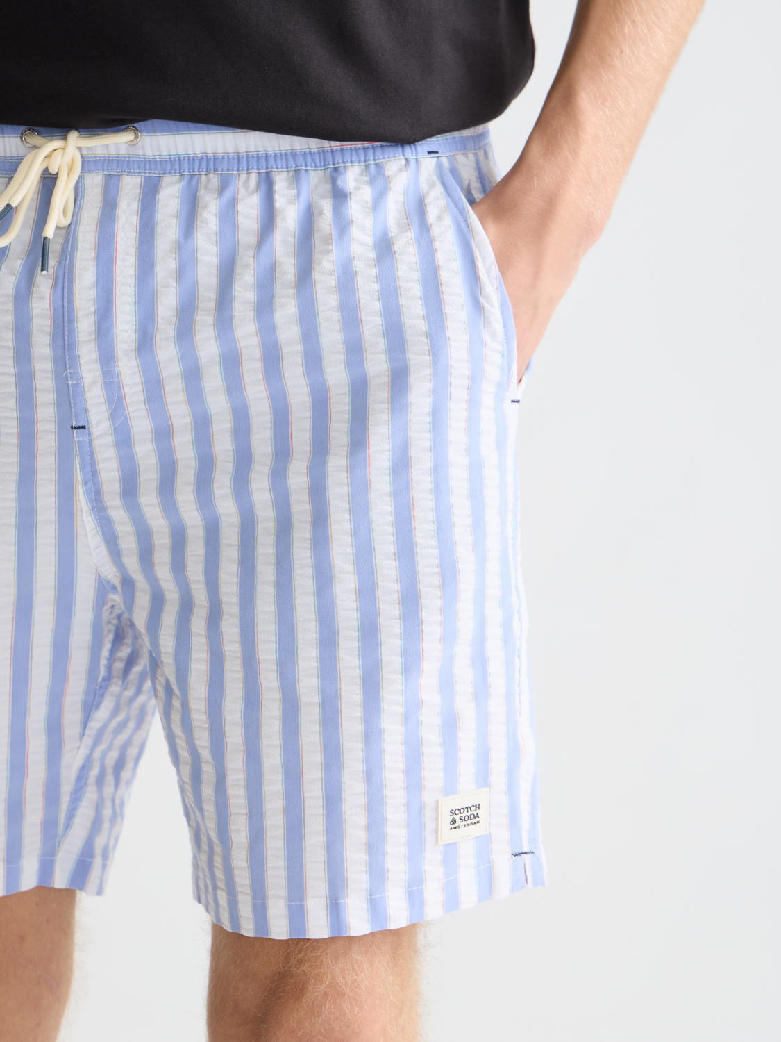 Short de bain mi-long rayé