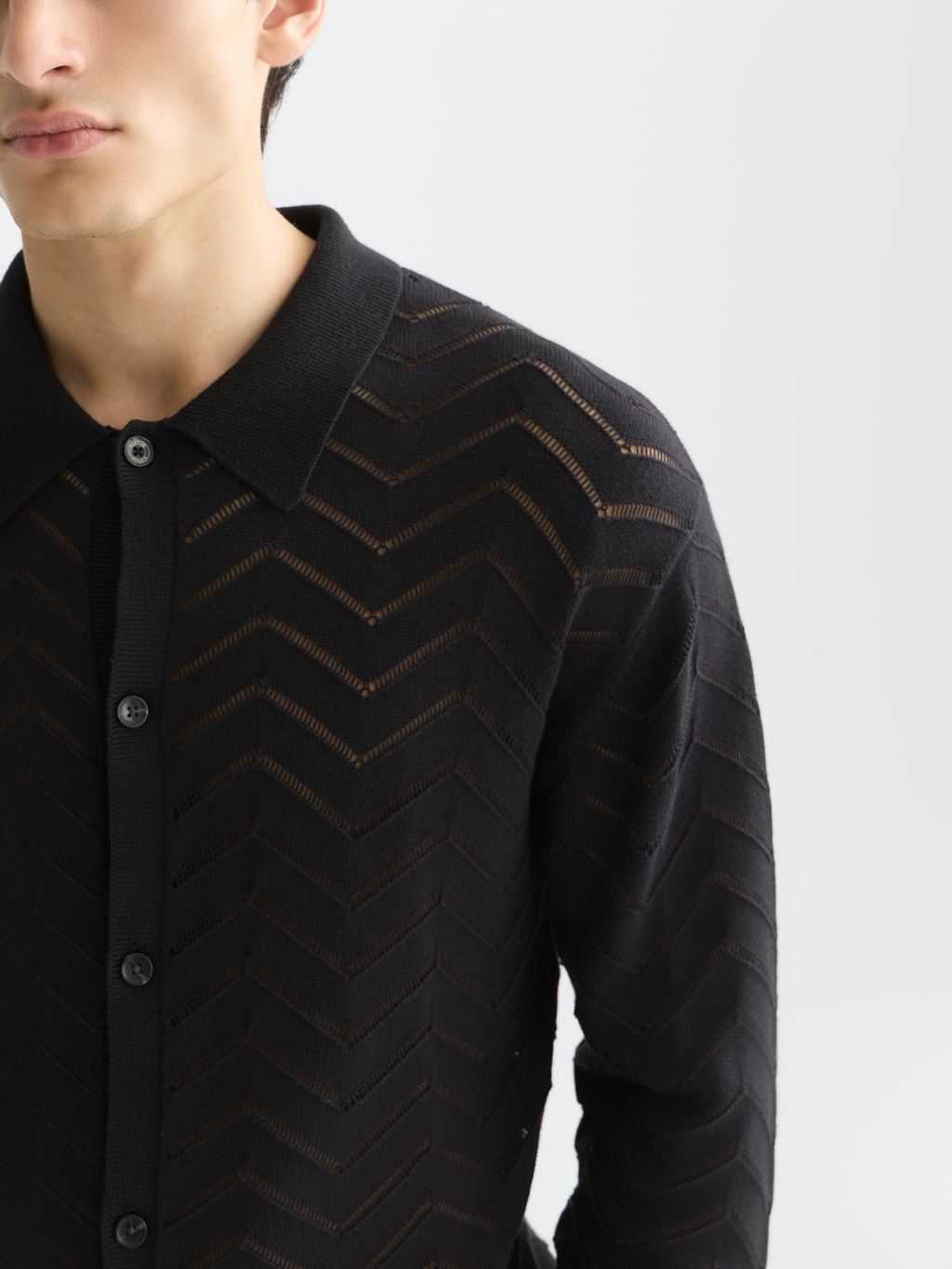 Pointelle Dropped Shoulder Cardigan