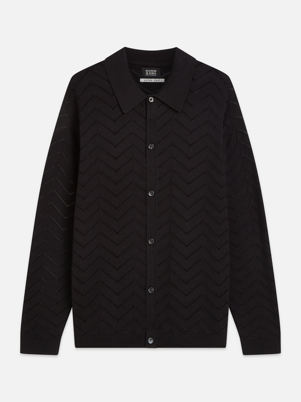 Pointelle Dropped Shoulder Cardigan
