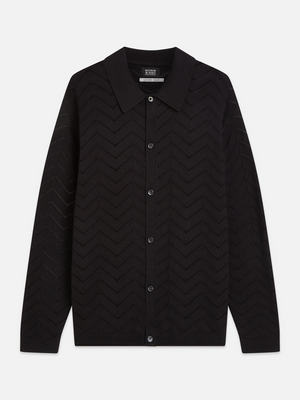 Pointelle Dropped Shoulder Cardigan