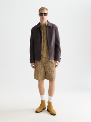 Cotton Seersucker Widefit Bermuda Shorts