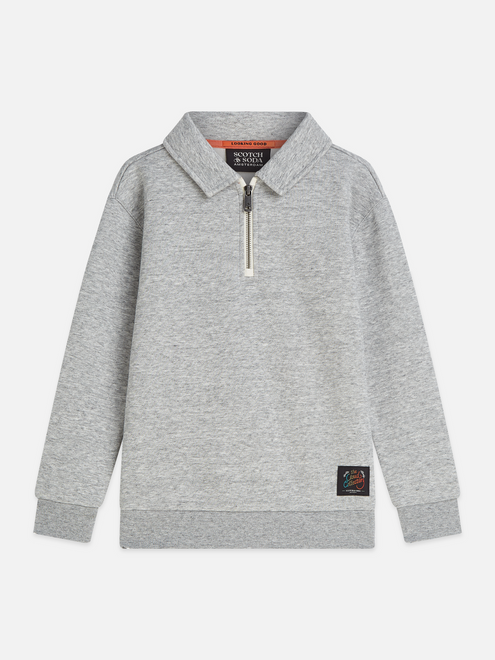 Jungen Mélange Relaxed-Fit Sweatshirt mit halbem Reißverschluss