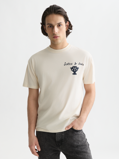 T-shirt coupe décontractée avec illustrations avant et arrière