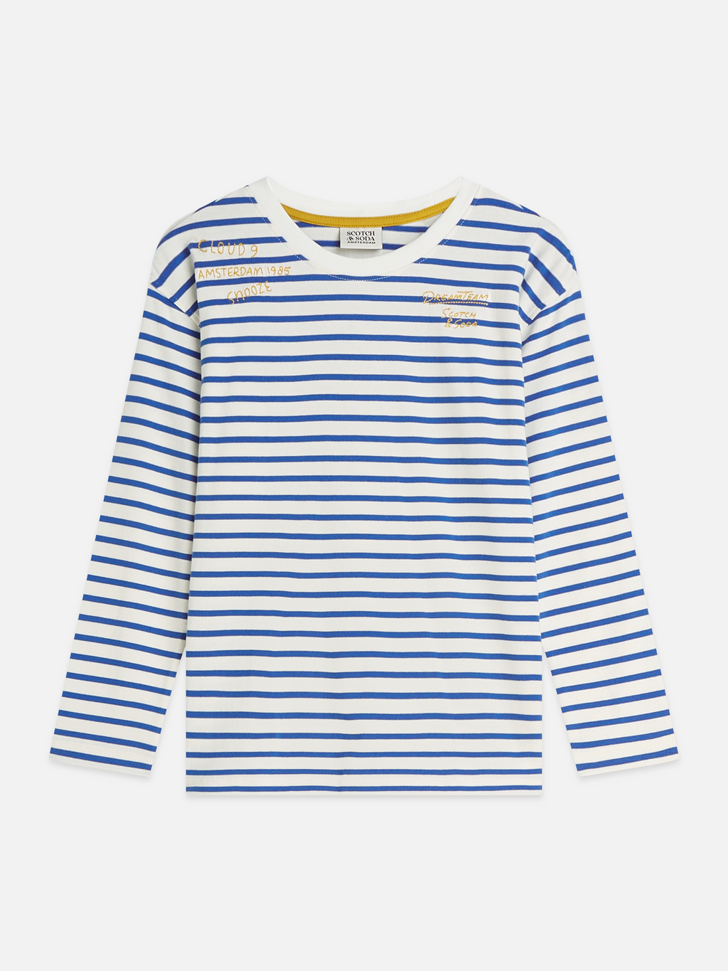 Boys' Yarn Dyed Striped Artwork Relaxed-Fit Long-Sleeved T-Shirt