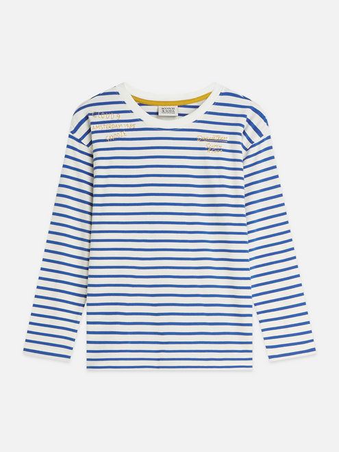 Jungen Langarm-T-Shirt mit Streifenmuster, Garnfärbung und lockerer Passform