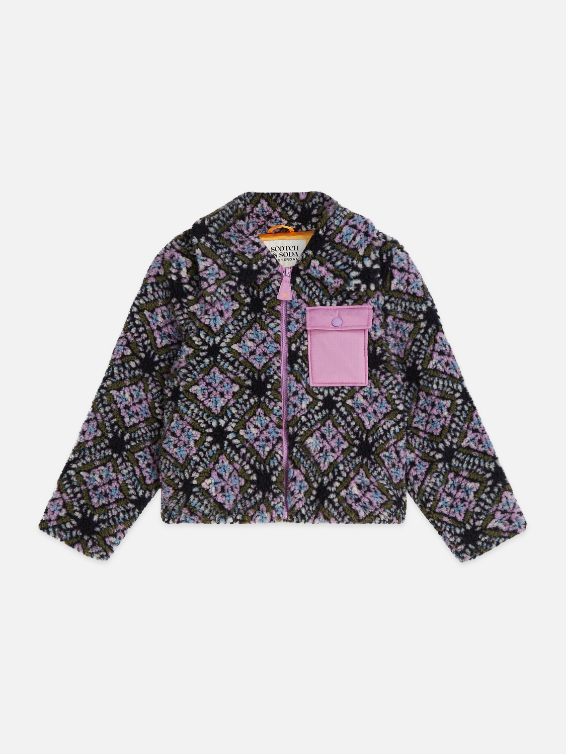Girls Oversized Jacquard Teddy Pile Jacket