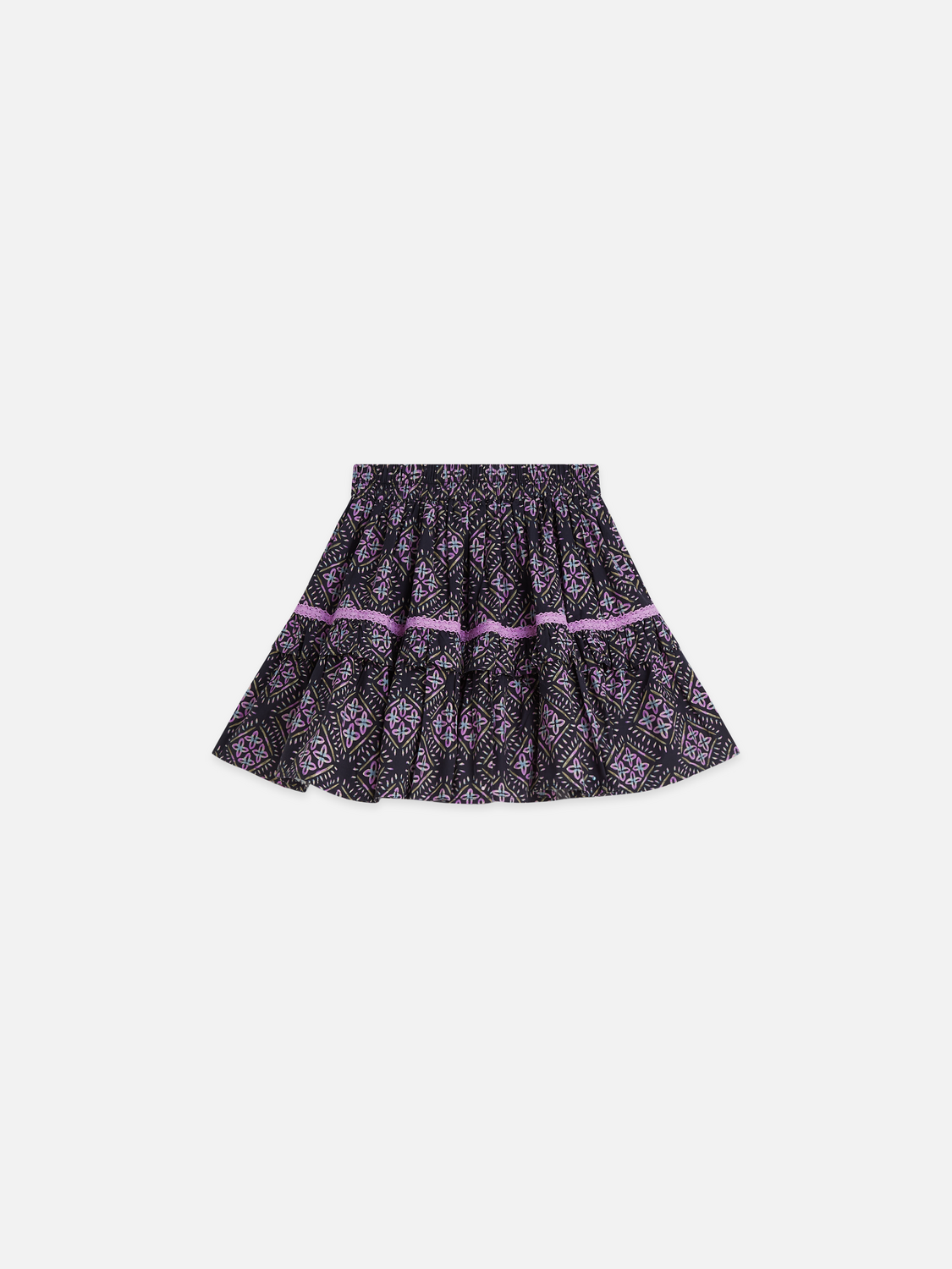Girls Pleated Printed Cotton Skirt