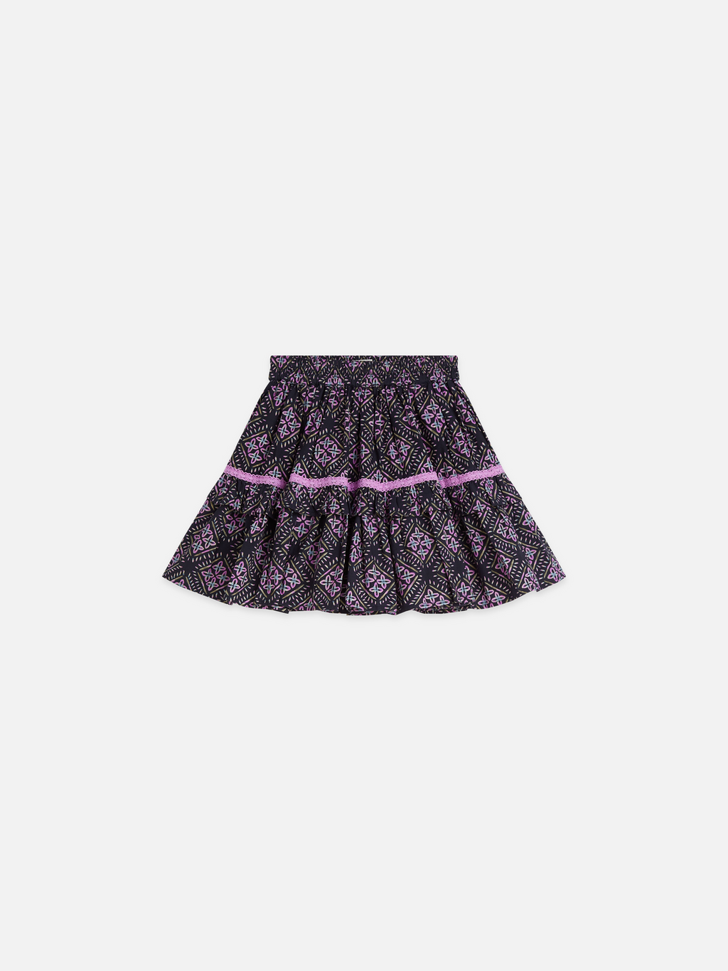 Girls Pleated Printed Cotton Skirt