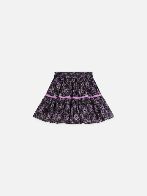 Girls Pleated Printed Cotton Skirt