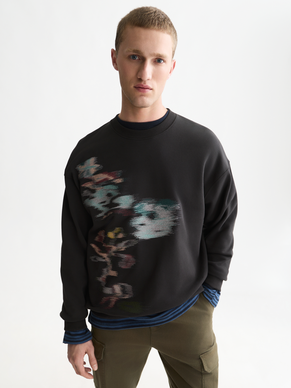 Besticktes Kunstwerk Weites Sweatshirt