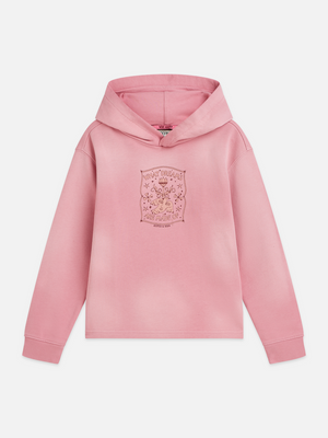 Girls' Front And Back Artwork Relaxedfit Washed Hoodie