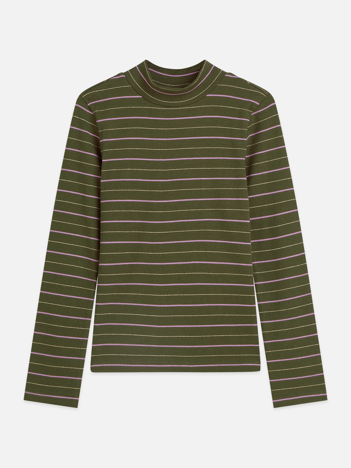Girls Organic Stretch Cotton Lurex Stripe Slim T-Shirt