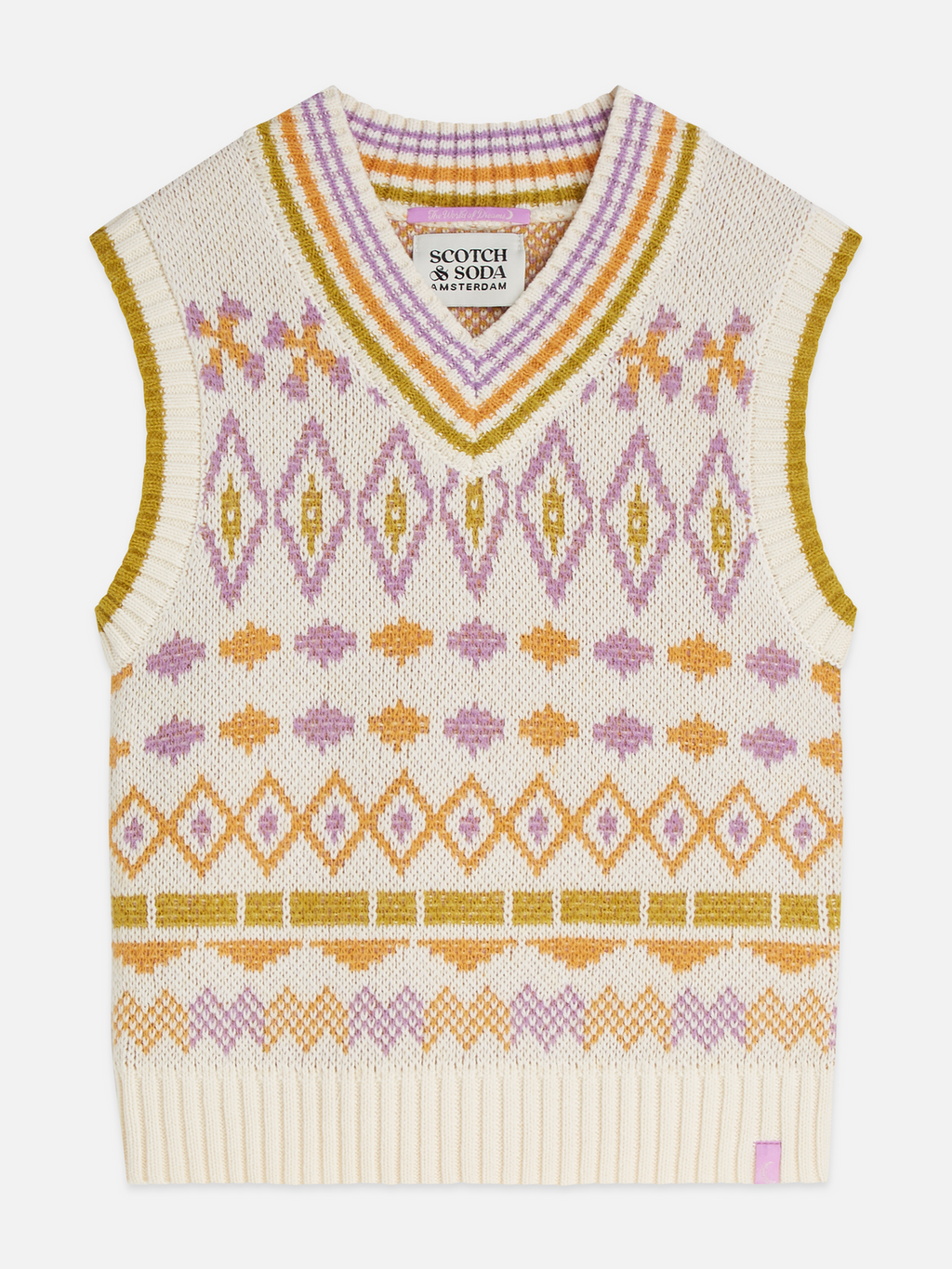 Girls' Fair isle Knitted V-Neck Vest
