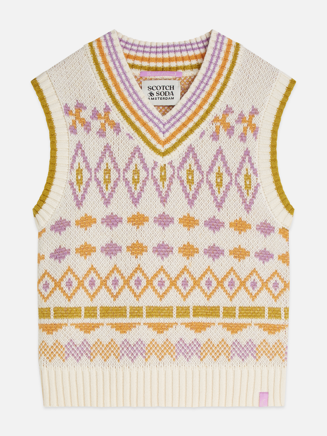 Girls' Fair isle Knitted V-Neck Vest