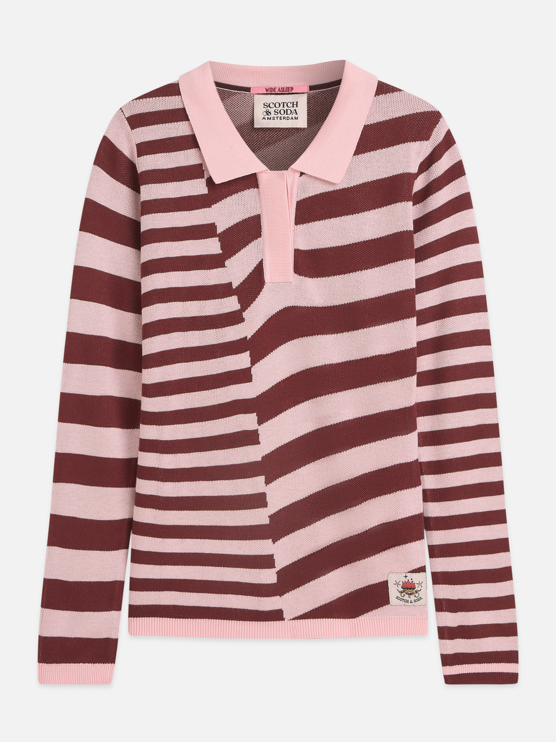 Yarndyed Viscose Long Sleeve Knitted Polo
