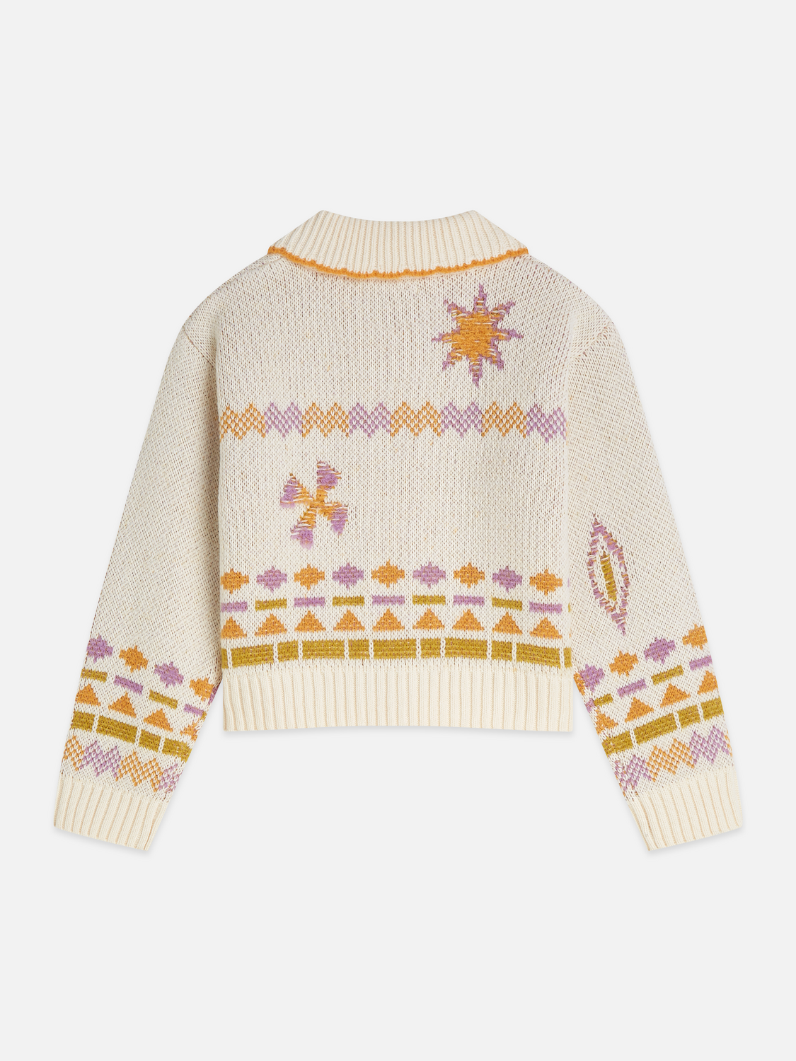 Girls Cotton-Wool Blend Fair Isle Knit Cardigan