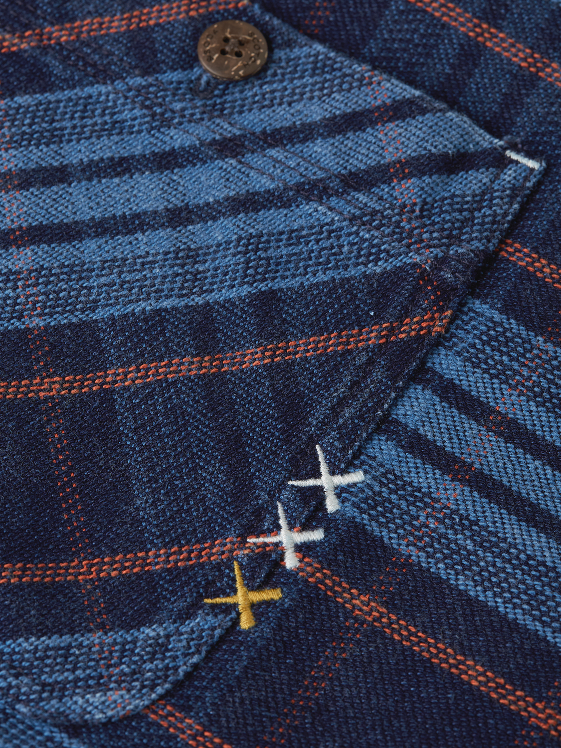 Checked Denim Loose-Fit Washed Overshirt