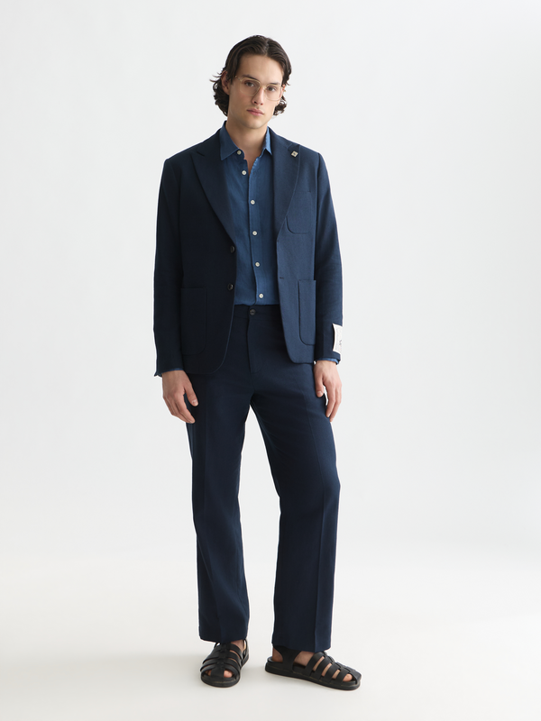 Pierce Unconstructed Linen Blend Peak Lapel Blazer