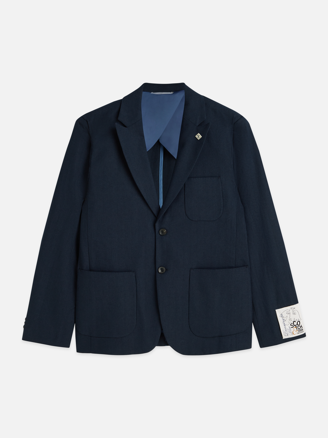 Pierce Unconstructed Linen Blend Peak Lapel Blazer
