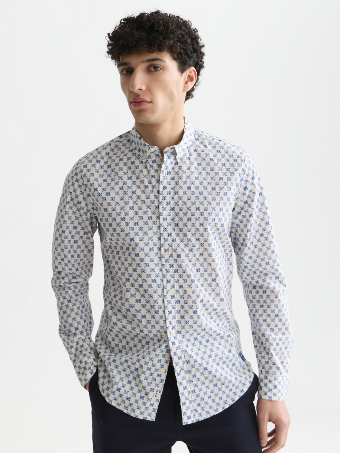 Micro Printed Slim-Fit Shirt