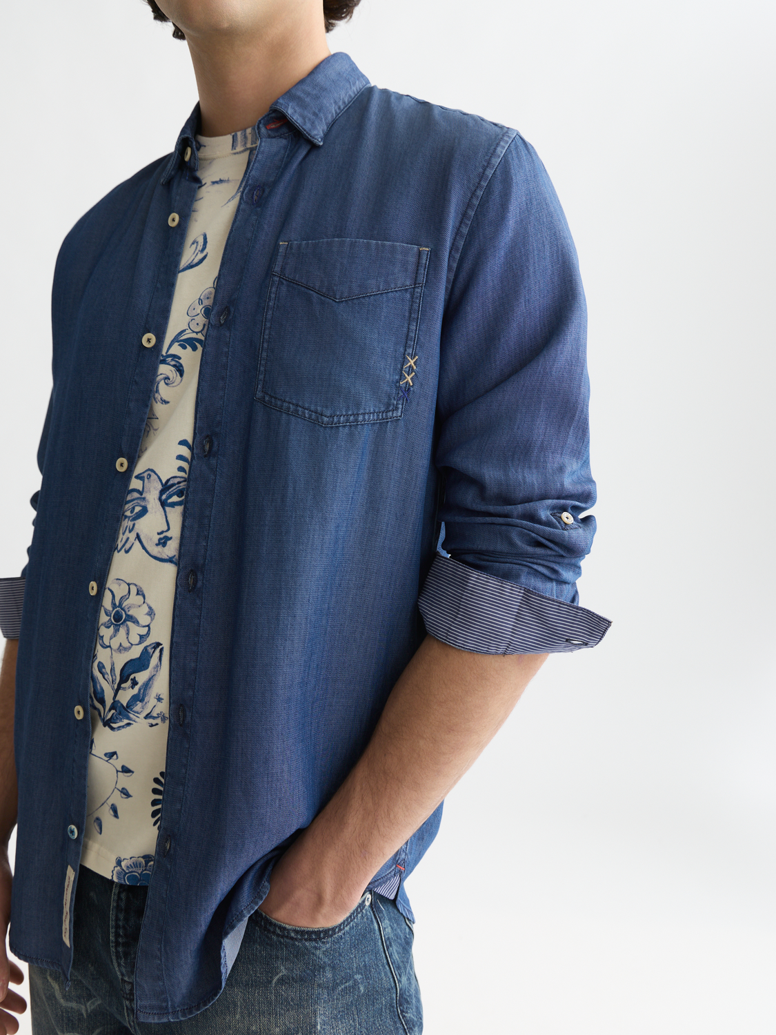 Chemise Regular-Fit en Jean Tencel