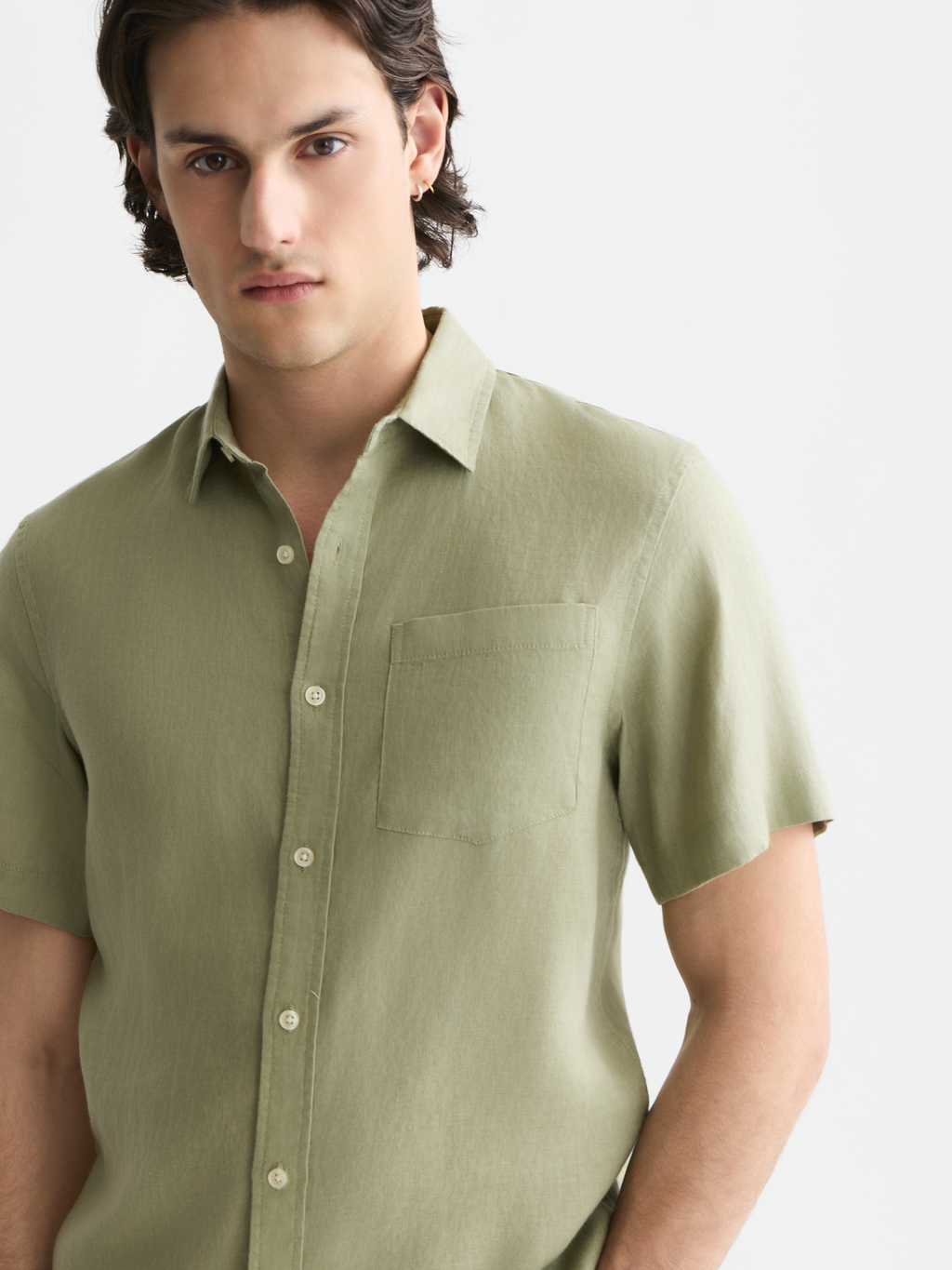 Essentials Linen Regular-Fit Short Sleeved Shirt