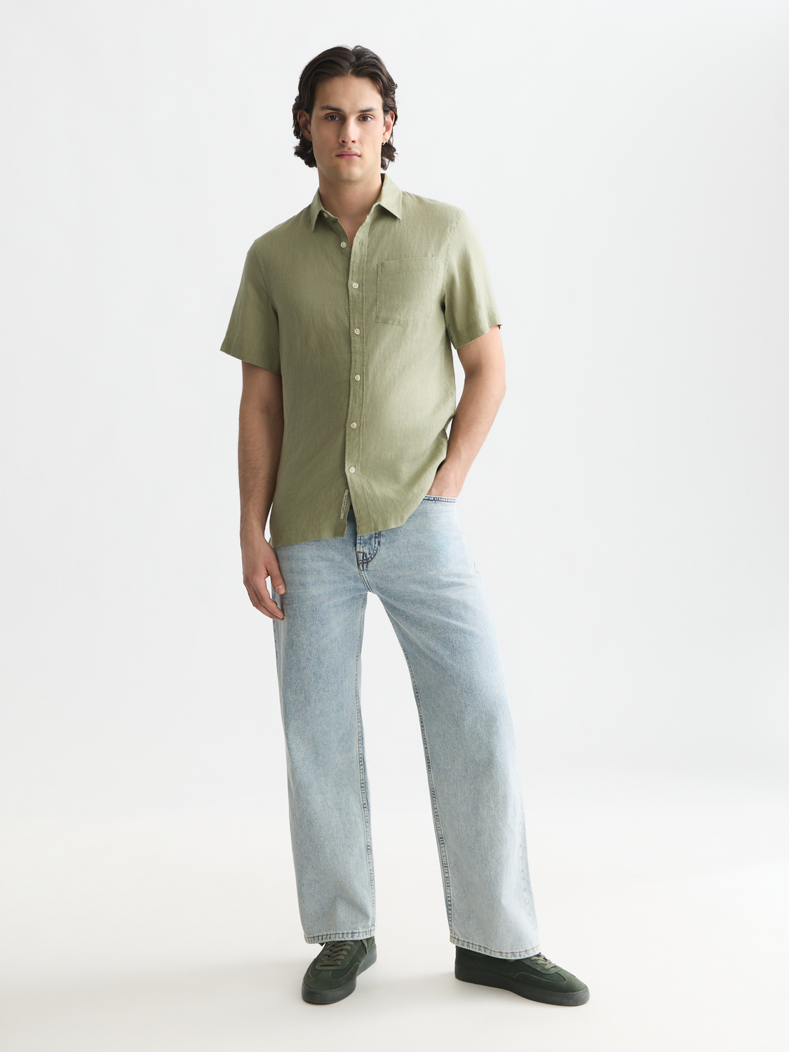 Essentials Linen Regular-Fit Short Sleeved Shirt