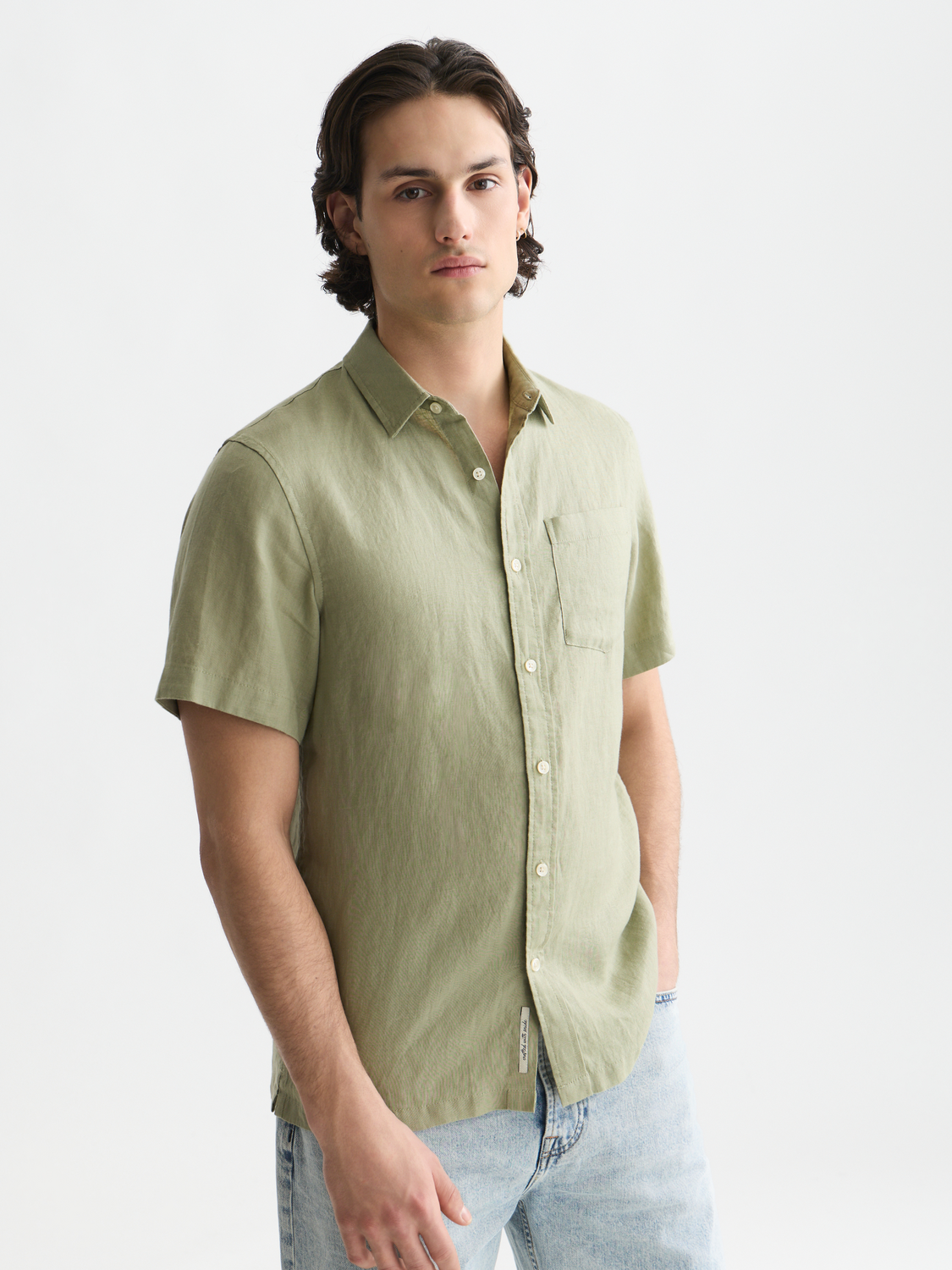 Essentials Linen Regular-Fit Short Sleeved Shirt
