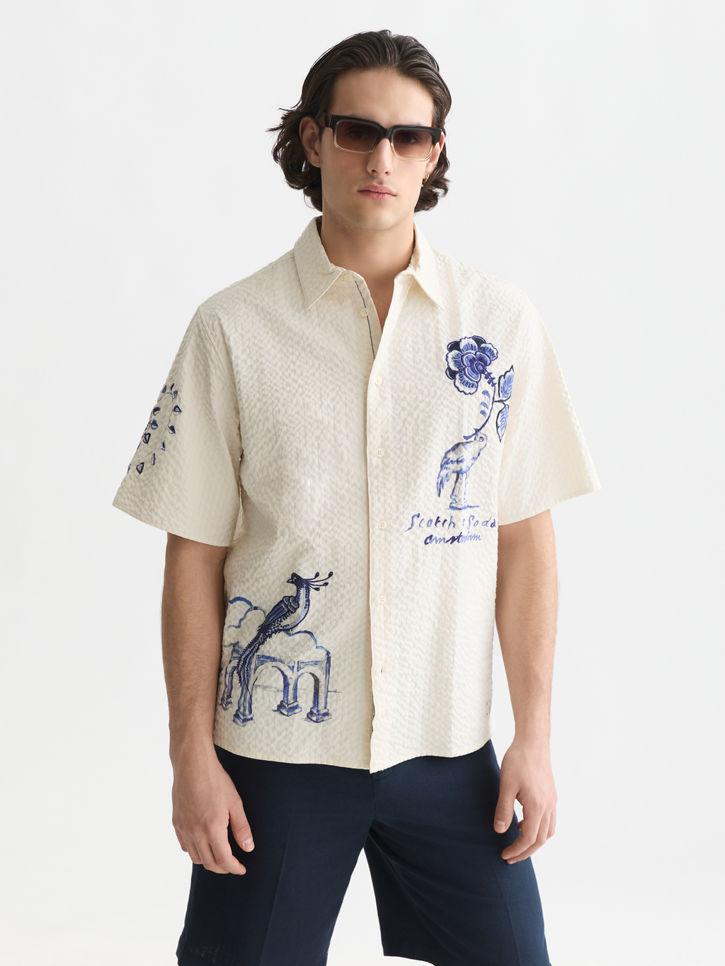 Scotch & Soda x Royal Delft Relaxed Short-Sleeved Shirt