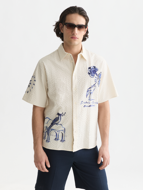 Scotch & Soda x Royal Delft Entspanntes Kurzarmhemd