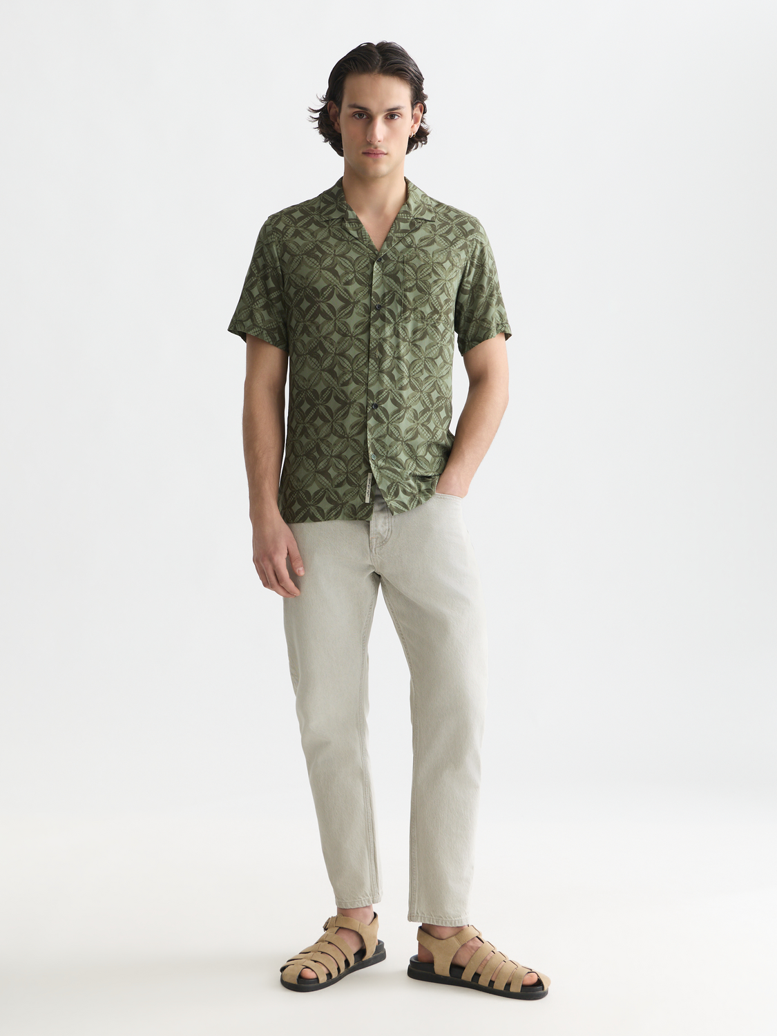 Printed Viscose Regular-Fit Short-Sleeved Shirt