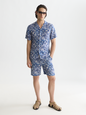 Printed Viscose Regular-Fit Short-Sleeved Shirt
