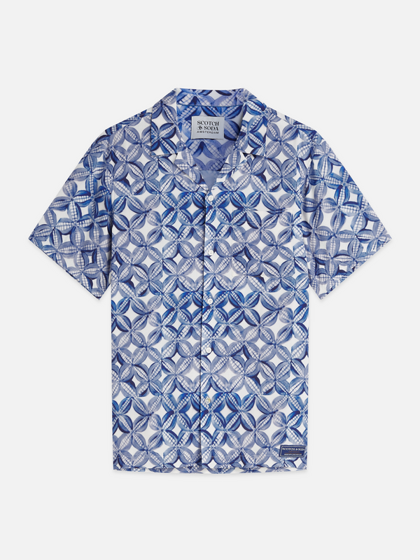 Printed Viscose Regular-Fit Short-Sleeved Shirt