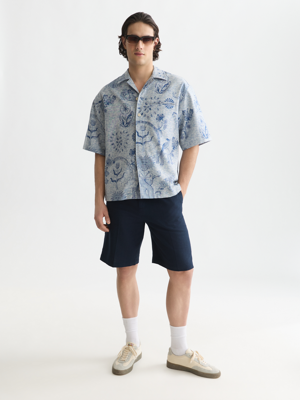 Scotch & Soda x Royal Delft Loose Short-Sleeved Jacquard Shirt