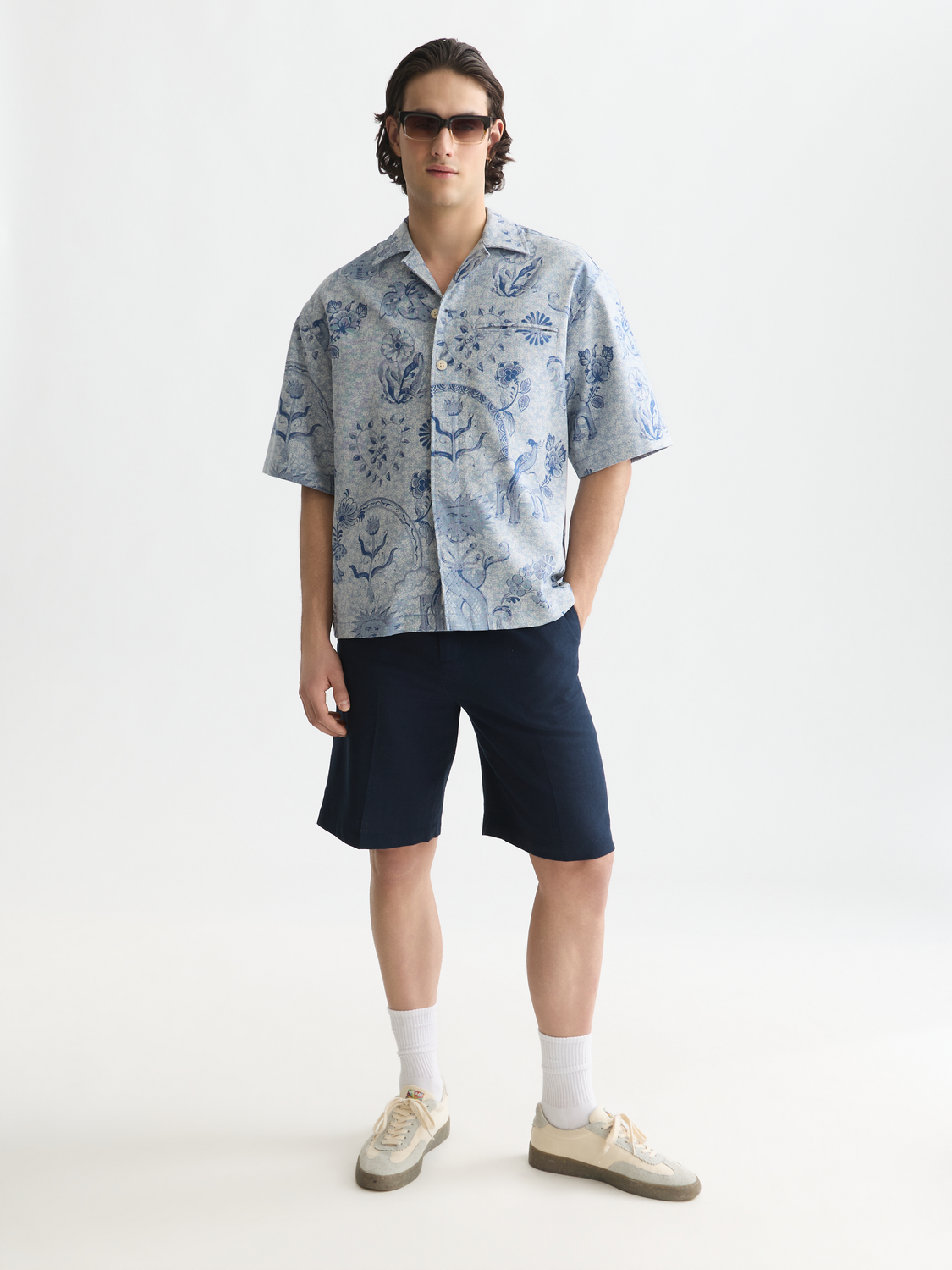 Scotch & Soda x Royal Delft Loose Short-Sleeved Jacquard Shirt