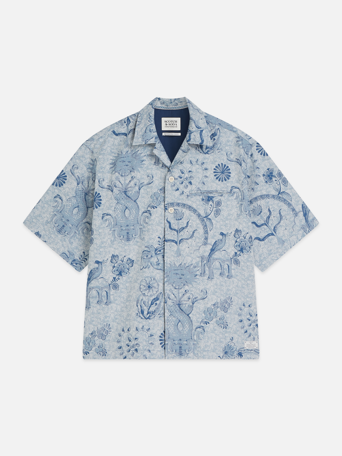 Scotch & Soda x Royal Delft Loose Short-Sleeved Jacquard Shirt