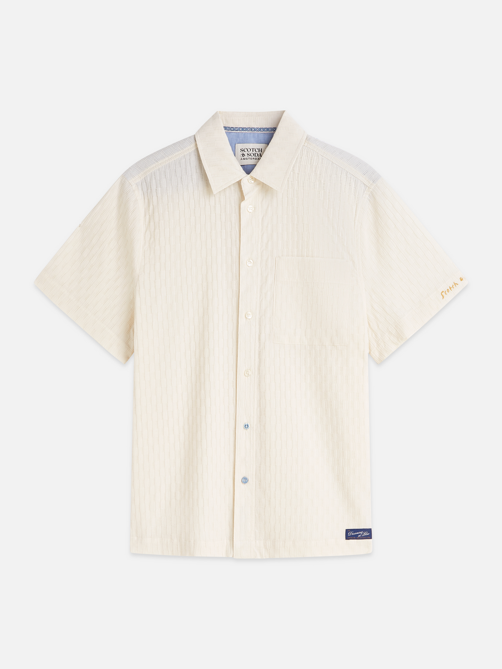 Jacquard Seer-Sucker Regular-Fit Short-Sleeved Shirt