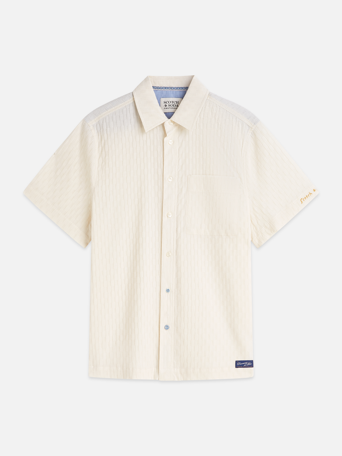 Jacquard Seer-Sucker Regular-Fit Short-Sleeved Shirt