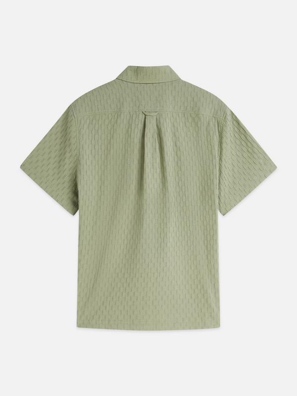 Jacquard-Seersucker-Hemd mit kurzen Ärmeln und normaler Passform