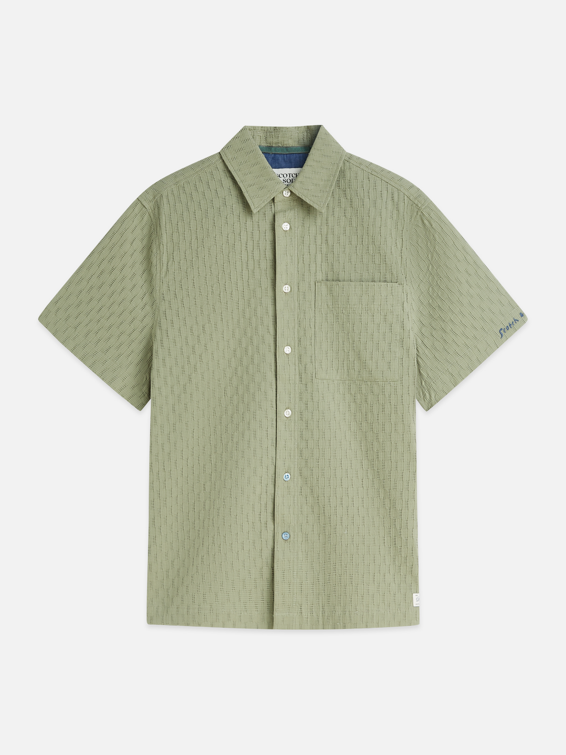 Jacquard Seer-Sucker Regular-Fit Short-Sleeved Shirt