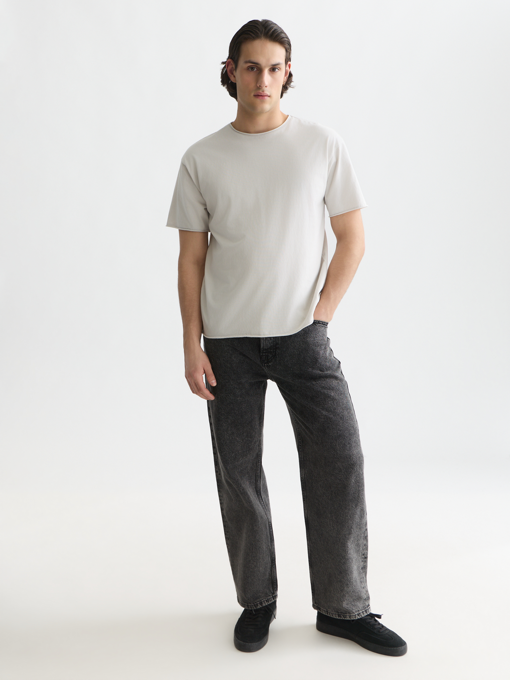 Essentials Raw-Edged Garment-Dyed Relaxed-Fit T-Shirt