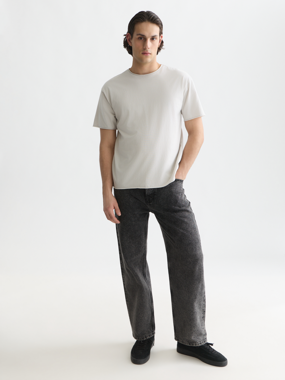 Essentials Raw-Edged Garment-Dyed Relaxed-Fit T-Shirt