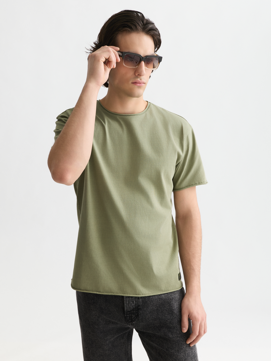 Essentials Raw-Edged Garment-Dyed Relaxed-Fit T-Shirt