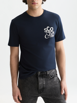 T-Shirt mit Artwork auf der linken Brust, normale Passform