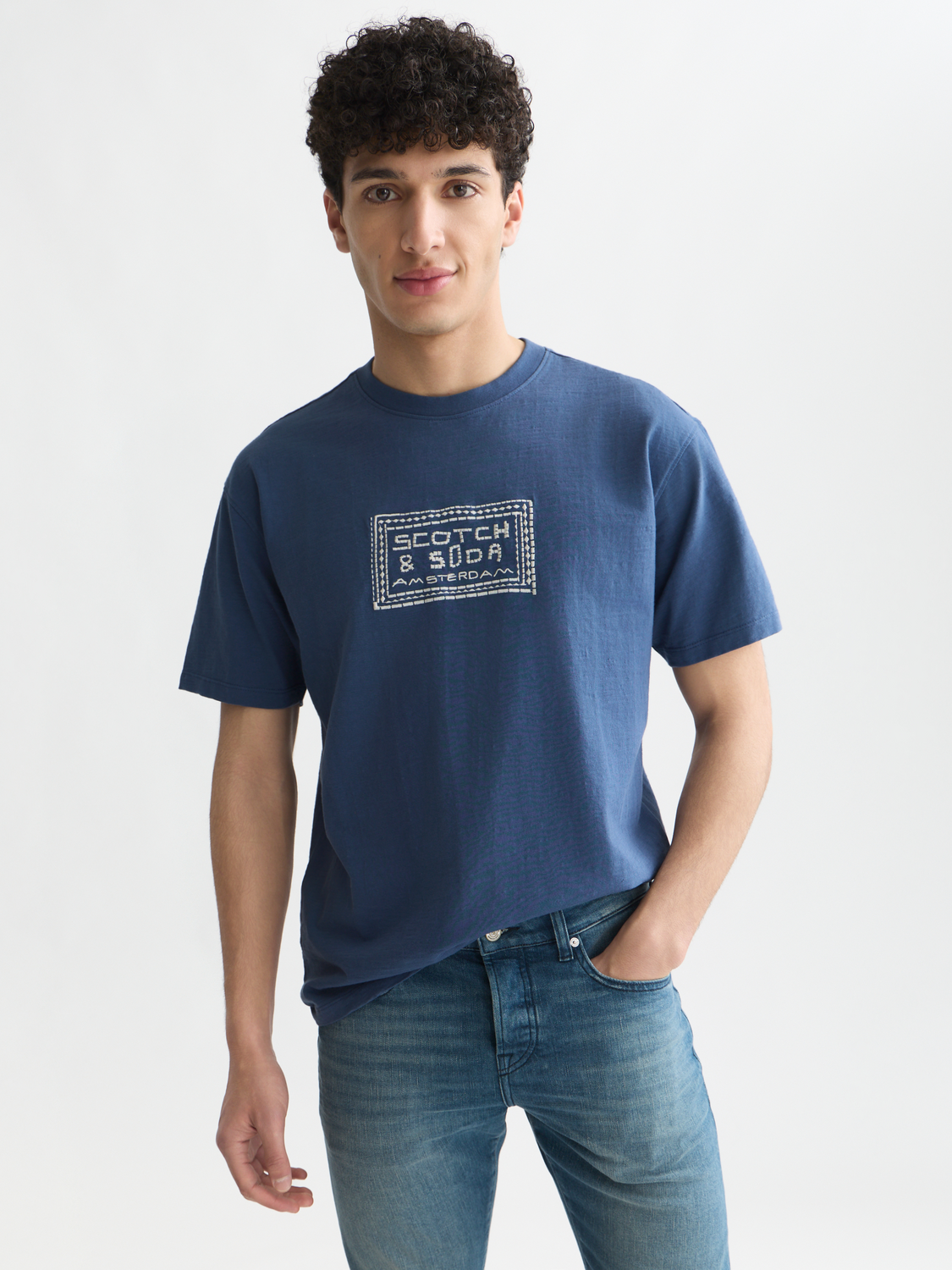 Embroidered Front Artwork Relaxed-Fit T-Shirt