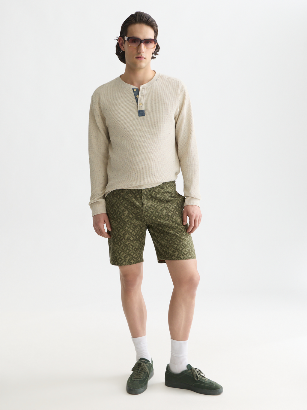 Henley Melange Regular-Fit Long-Sleeved T-Shirt