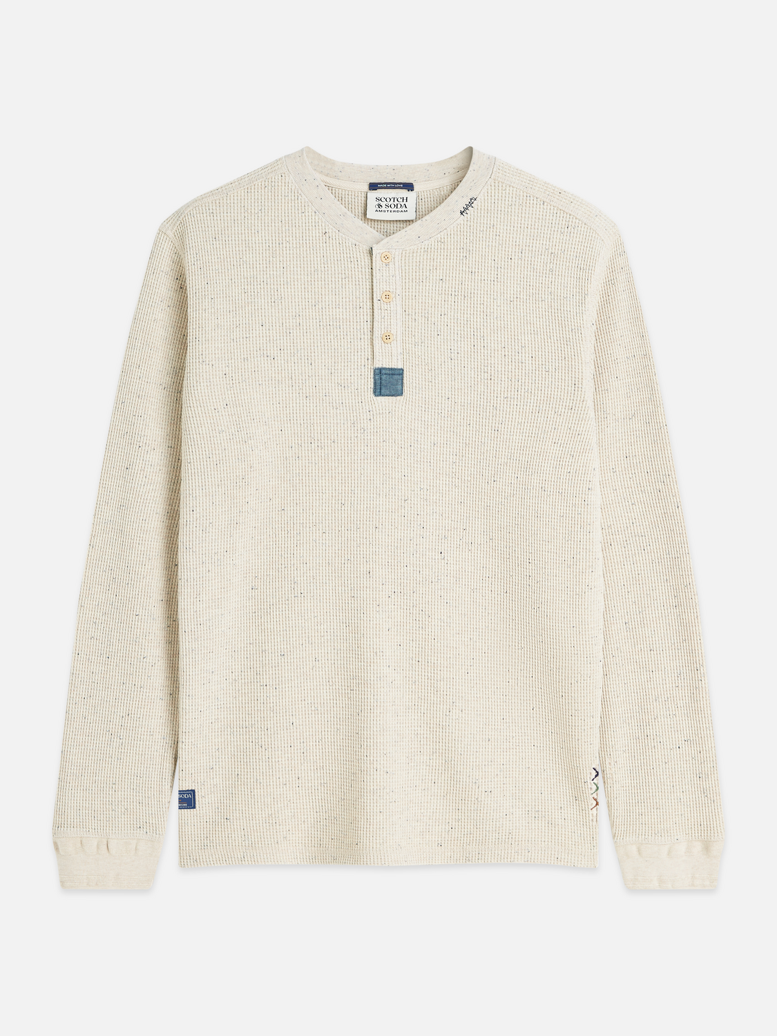 Henley Melange Regular-Fit Long-Sleeved T-Shirt