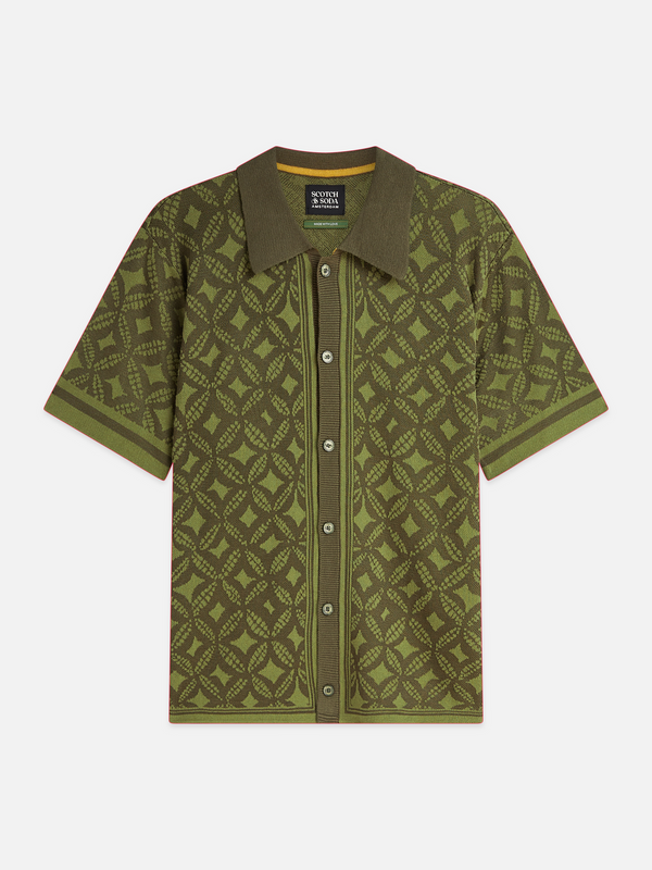 Jacquard-Strickhemd mit kurzen Ärmeln